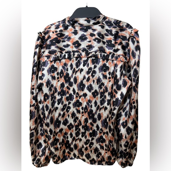 Traffic People NWT Self Tie Leopard Print Blouse S - Picture 4 of 8